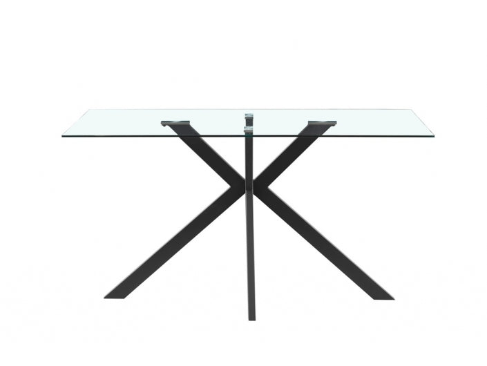 Mesa kia con tapa de vidrio y patas negras